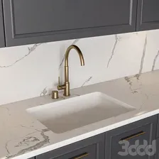 Kitchen Neo Classic Gray and White - Set 37 - Кухни - 3D модель