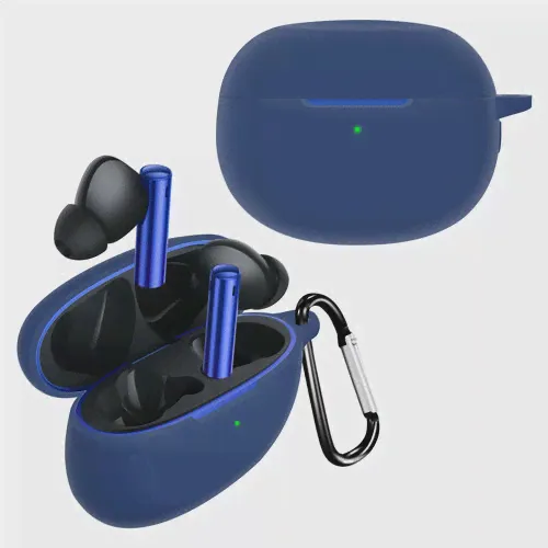 Силиконовый чехол для беспроводных наушников Realme Buds Air 3 Neo синий-0