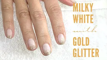 FULL SALON MANICURE feat. CND Shellac "WHITE WEDDING" and GOLD GLITTER