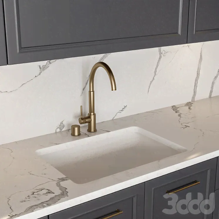 Kitchen Neo Classic Gray and White - Set 37 - Кухни - 3D модель-2