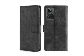 Чехол-книжка MyPads для Realme GT Neo 3 / Реалми GT Нео 3 черный крокодиловая кожа