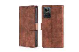 Чехол-книжка MyPads для Realme GT Neo 3 / Реалми GT Нео 3 коричневый крокодиловая кожа