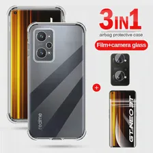 3в1 Противоударный Прозрачный Чехол Fundas Для Realme GT Neo 3T Case Realmi GT Neo3T GTNeo3T Экран Гидрогелевая Защитная Пленка Стекло Камеры